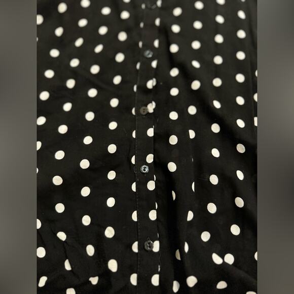 Zara polka dot premium denim collection button up top sz m - Picture 6 of 10